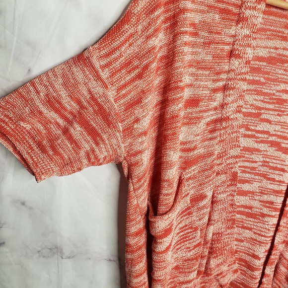 ZARA KNIT orange white space dye open front cardigan S - Picture 4 of 8